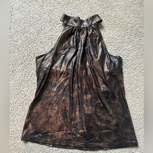 Elegant Brown Metallic Halter Top